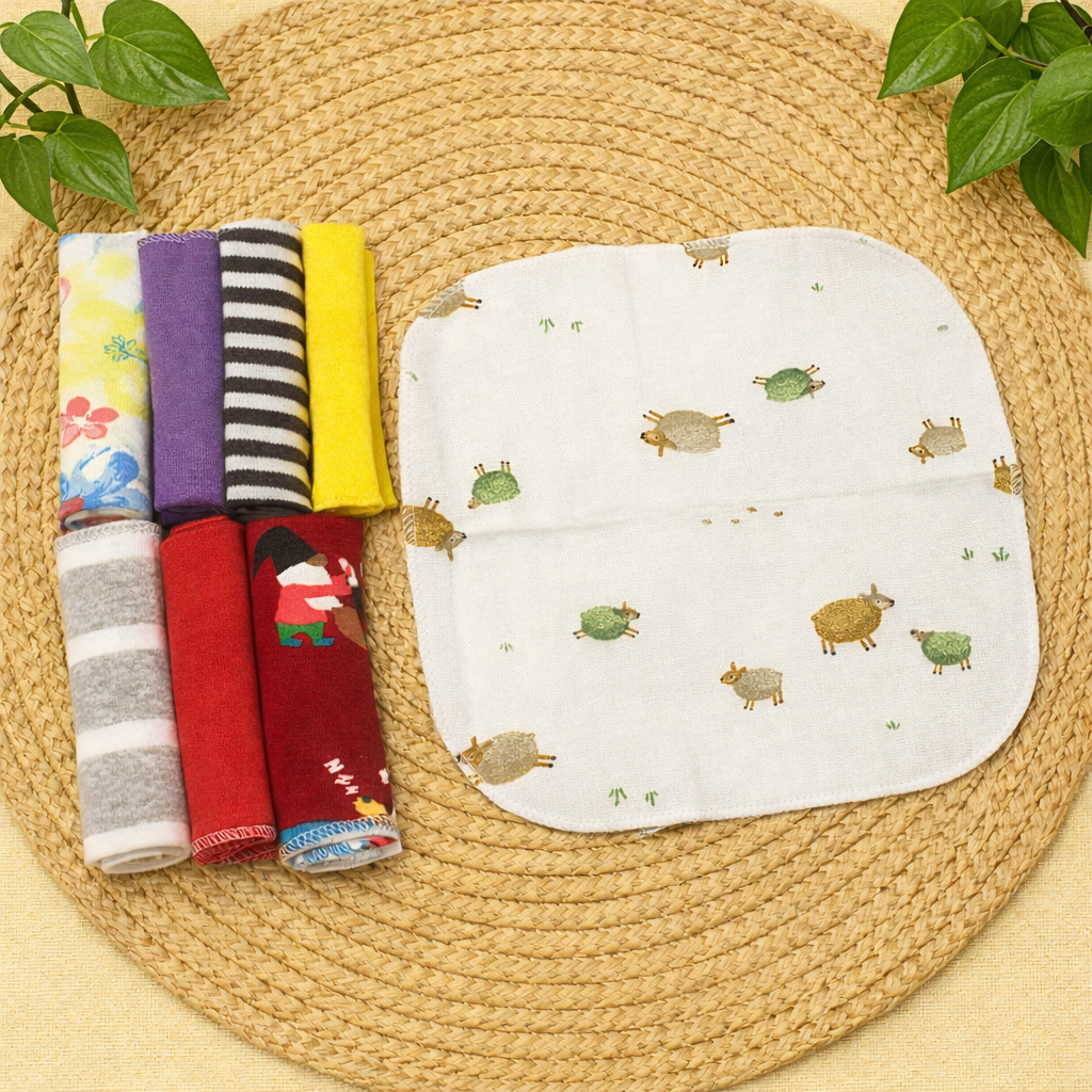 Gerber Hosiery Soft Cotton Napkin Wash Cloth Face Towels for Newborn - Pack of 8 Pieces (Multicolor) ASSORTED code:NBE,Knit